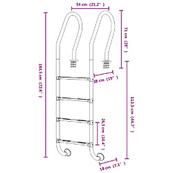 vidaXL Échelle de piscine 54x38x184,5 cm acier inoxydable 304 pas cher