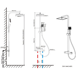 Acheter Auralum MAX Élégant Colonne de Douche Thermostatique Ensemble de Douche Hauteur Réglable Système de Douche en Pluie