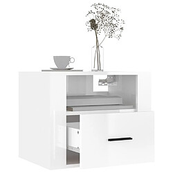 Acheter Maison Chic Lot de 2 Tables de Chevet murales - Tables de Nuit Blanc brillant 50x36x40 cm