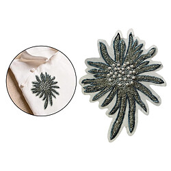 Faux Perles Fleurs Patchs Coudre Sur Pâte Garniture Brodée Appliques Gris pas cher