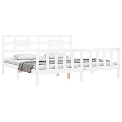 Avis Maison Chic Lit Super King - Cadre de lit avec tête de lit blanc Size bois massif -MN71767