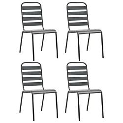 Maison Chic Lot de 4 Chaises d'extérieur,Fauteuil jardin Design à lattes Acier Gris foncé -GKD12381