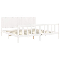 Maison Chic Lit adulte - Cadre Structure de lit avec tête de lit Contemporain blanc 200x200 cm bois massif -MN47439 pas cher