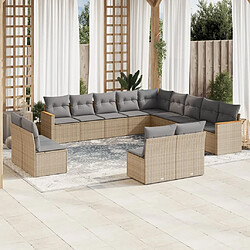 Maison Chic Ensemble Tables et chaises à dîner d'extérieur 13 pcs avec coussins,Salon de jardin mélange beige résine tressée -GKD763870