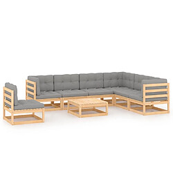 Maison Chic Salon de jardin 8 pcs + coussins - Mobilier/Meubles de jardin - Table et chaises d'extérieur Bois de pin massif -MN12213