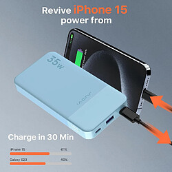 SANAG Juovl Power Bank Portable, 10000Mah 35W Chargement Rapide Avec La Technologie Pd 3.0 + Qc 4.0, 2 Entrees Et Sories Type-C, 1 Sortie Usb-A Batterie Compatible Pour Iphone, Macbook, Galaxy, Ipad (Bleu)