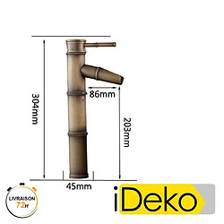 Avis iDeko®Robinet Mitigeur lavabo salle de bain en Laiton rotation à 360 degrés Style Japonais Bambou avec Flexible