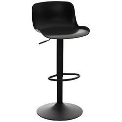 Decoshop26 Tabouret de bar x1 hauteur réglable et siège pivotant avec siège en plastique noir métal noir 10_0004530