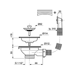 WIRQUIN Bonde a panier - Inox - Évier a 1 bac Ø 90 mm