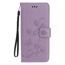 Etui en PU fleur de papillon violet clair avec support pour votre Nokia 4.2 (2019)