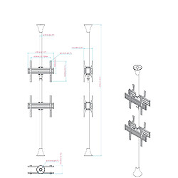 Acheter Kimex Support sol-plafond pour 4 écrans TV back to back 32'' - 75'' - Hauteur max 240cm