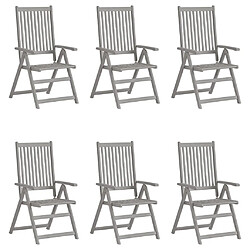 vidaXL Chaises inclinables de jardin lot de 6 et coussins Bois acacia