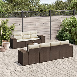 vidaXL Salon de jardin 8 pcs avec coussins marron résine tressée