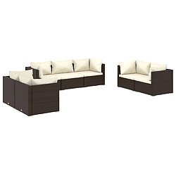 Maison Chic Salon de jardin 7 pcs + coussins - Mobilier/Meubles de jardin - Table et chaises d'extérieur Résine tressée Marron -MN26458