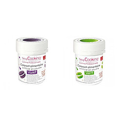 Scrapcooking 2 colorants alimentaires en poudre - vert-violet