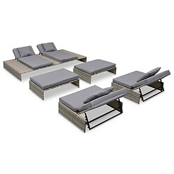 Maison Chic Salon de jardin 5 pcs + coussins - Mobilier/Meubles de jardin - Table et chaises d'extérieur Résine tressée Gris -MN25743