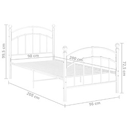 vidaXL Cadre de lit sans matelas blanc métal 90x200 cm pas cher