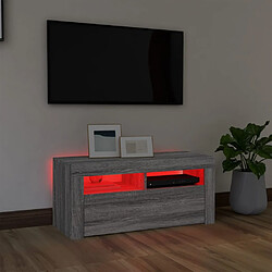 Acheter vidaXL Meuble TV avec lumières LED Sonoma gris 90x35x40 cm