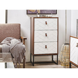 Beliani Commode effet bois foncé et blanche 3 tiroirs NUEVA