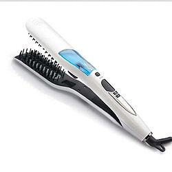 Chrono Brosse à lisser électrique en céramique, brosse LCD, lisseur à cheveux, vapeur, peigne hydratant en fer plat, vaporisateur rapide à vapeur(Blanc)