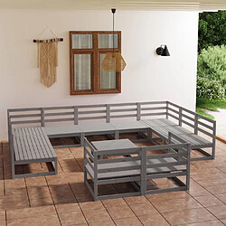 Maison Chic Ensemble de salle à manger de jardin 12 pcs,Table et chaises d'extérieur bois de pin massif -GKD823474