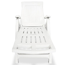 vidaXL Chaise longue avec repose-pied Plastique Blanc