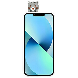 Coque en silicone flexible, motif de dessin animé en 3D, anti-chute pour votre iPhone 14 - chat noir