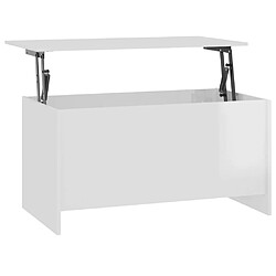 Maison Chic Tabls basse,Table Console pour salon Blanc brillant 102x55,5x52,5 cm Bois d'ingénierie -MN39879