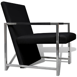 Avis vidaXL Fauteuils lot de 2 avec cadre chromé noir similicuir