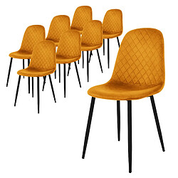 ML-Design Lot de 8 chaises de salle à manger moutarde velours avec dossier pieds en noir