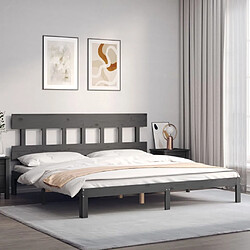 Avis Maison Chic Lit adulte - Cadre Structure de lit avec tête de lit Contemporain gris 200x200 cm bois massif -MN77675