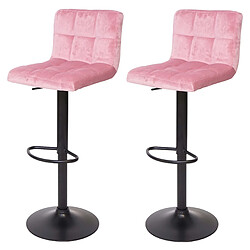 Decoshop26 Lot de 2 tabourets de bar réglable en hauteur tissu velours rose velvet peids en métal noir 04_0000152