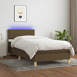 vidaXL Sommier à lattes de lit et matelas et LED Marron foncé 90x200cm