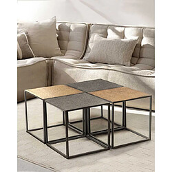 UNIQKA Domino - Table basse carrée en métal bicolore noir et doré