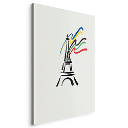 Decoshop26 Tableau toile de décoration impression sur toile Jeux Olympiques de Paris motif Tour Eiffel et rubans colorés 20 x 30 cm 11_0018386