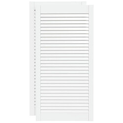 vidaXL Portes d'armoire à persiennes 2pcs blanc 99,3x49,4cm pin massif