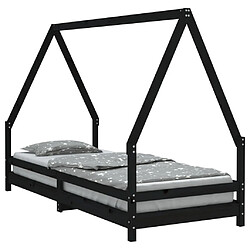 Maison Chic Lit simple Cadre de lit pour enfants,Lit d'Enfant Moderne noir 90x200 cm bois de pin massif -MN71722 