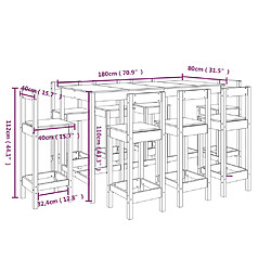 vidaXL Ensemble de bar 9 pcs Noir Bois de pin massif pas cher