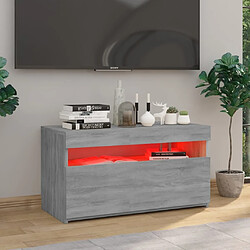 Avis Maison Chic Meubles TV avec lumières LED - Banc TV pour salon Sonoma gris 75x35x40 cm -MN68631