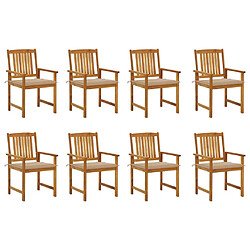 vidaXL Chaises de jardin avec coussins lot de 8 Bois d'acacia solide