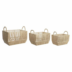 Set de basket DKD Home Decor Métal Fibre naturelle (40 x 30 x 25 cm)