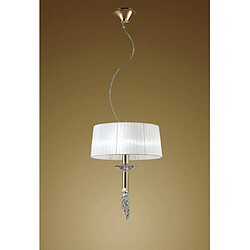 Luminaire Center Suspension Tiffany 3+1 Ampoule E27+G9, doré avec Abat jour blanc & cristal transaparent