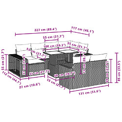 vidaXL Salon de jardin 11 pcs avec coussins gris résine tressée pas cher