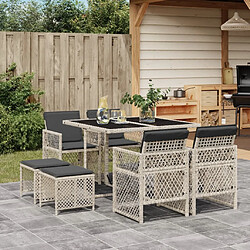 vidaXL Ensemble à manger de jardin et coussins 9 pcs gris clair rotin