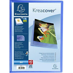 Exacompta Kreacover Réf 5722E porte vues 40 vues personnalisable Polypropylène Bleu transparent A4 avec poche de personalisation