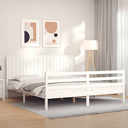 Maison Chic Cadre/structure de lit avec tête de lit pour adulte - Lit Moderne Chambre blanc Super King bois massif -MN84127