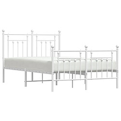 Acheter Maison Chic Lit adulte - Lit simple Cadre de lit métal avec tête de lit/pied de lit,Structure du lit Contemporain pour chambre blanc 120x190cm -MN33097