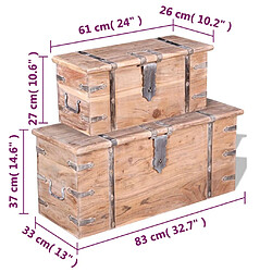 vidaXL Ensemble de deux coffres de rangement Bois d'Acacia pas cher