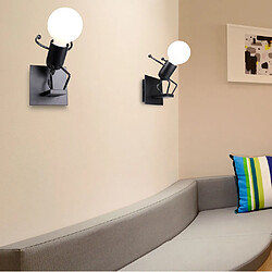 Stoex 4x Créative Applique Murale Petit Gens de Fer, Lampe de Mur Poupée De Mode Iron Man pour Bar Chambre Cuisine Restaurant Café Couloir,Noir