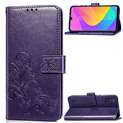 Wewoo Housse Coque Etui en cuir de protection pour téléphone mobile avec boucle à quatre feuilles et fermoir embossé fonction le cordonle porte-carte et le support et le Xiaomi CC9 Violet